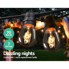 65m LED Festoon String Lights Outdoor Christmas Wedding Waterproof Garden Decor-WA_Metro