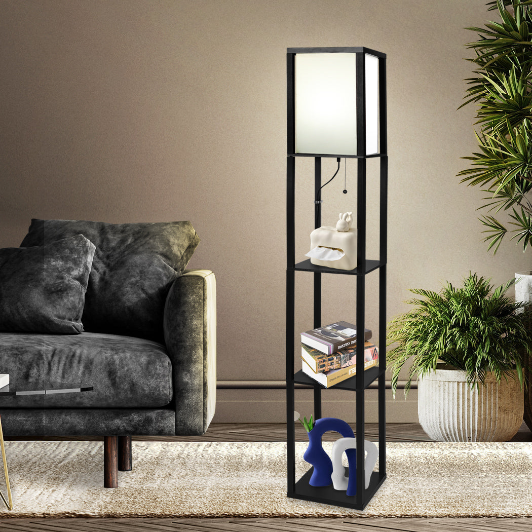 EMITTO Floor Lamp Storage Shelf LED Black