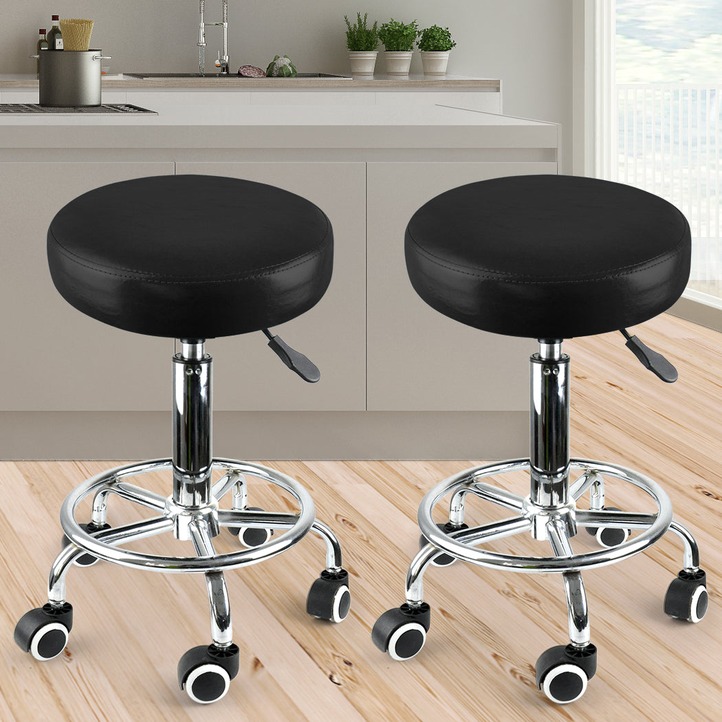 2x Levede Swivel Salon Barstool Hairdressing Black-SA_Rural