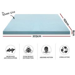 Giselle Bedding Memory Foam Mattress Topper Cool Gel 8cm Queen-NT_Rural