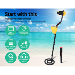 Metal Detector 180MM Deep Sensitive Waterproof Pinpointer Treasure Hunter Yellow