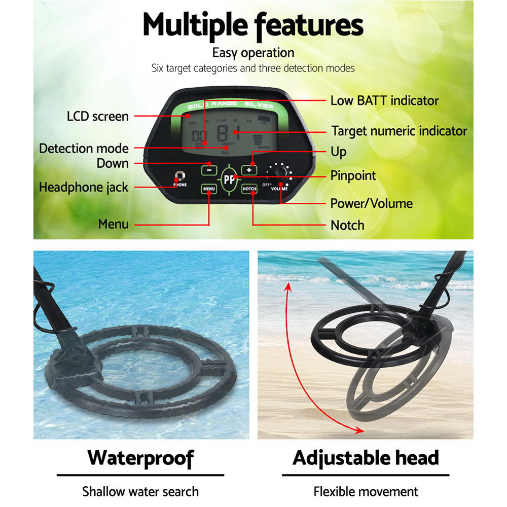 Metal Detector 220MM Deep Sensitive Waterproof Treasure Hunter Gold Digger