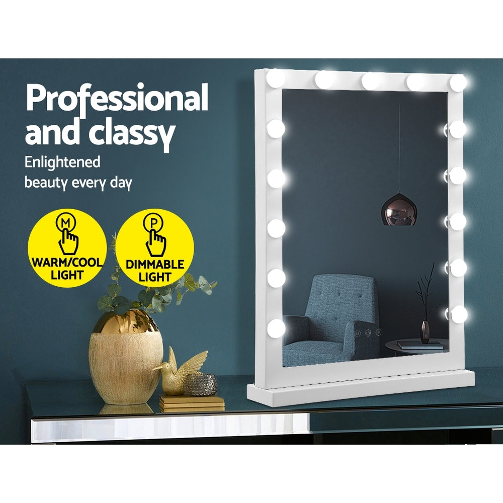 Embellir Makeup Mirror 43x61cm Hollywood Vanity with LED Light Tabletop White