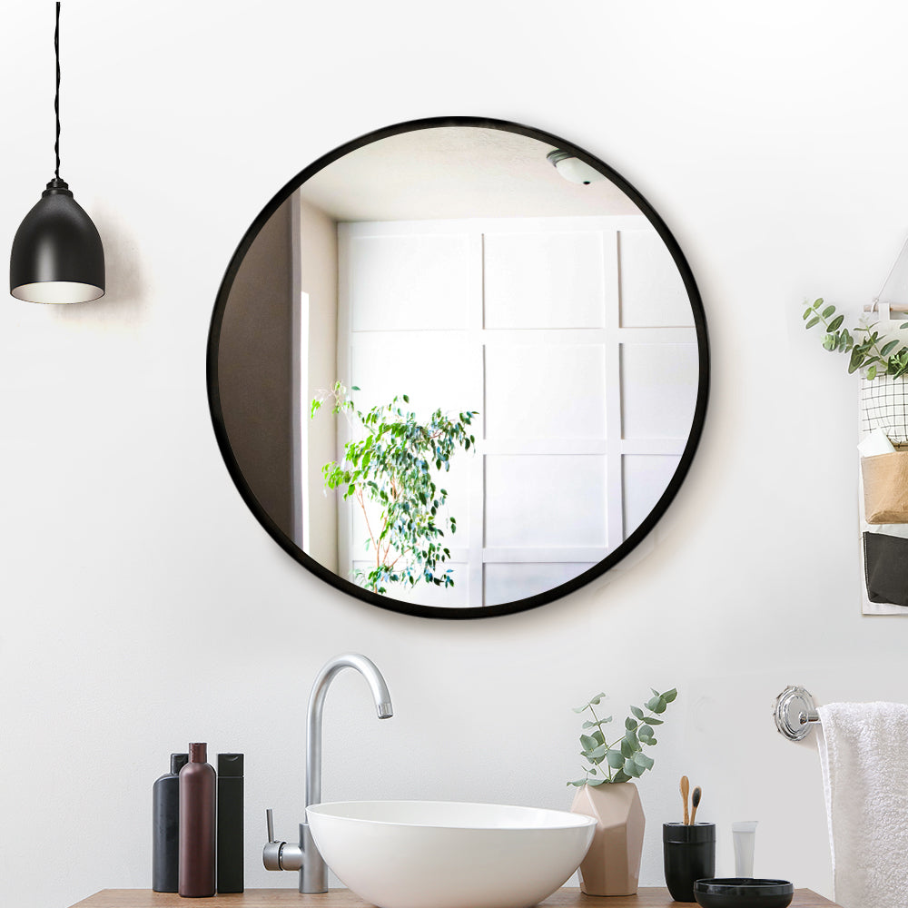 Embellir Wall Mirror Makeup 50cm Home Decor Framed Mirrors Bathroom Round Black