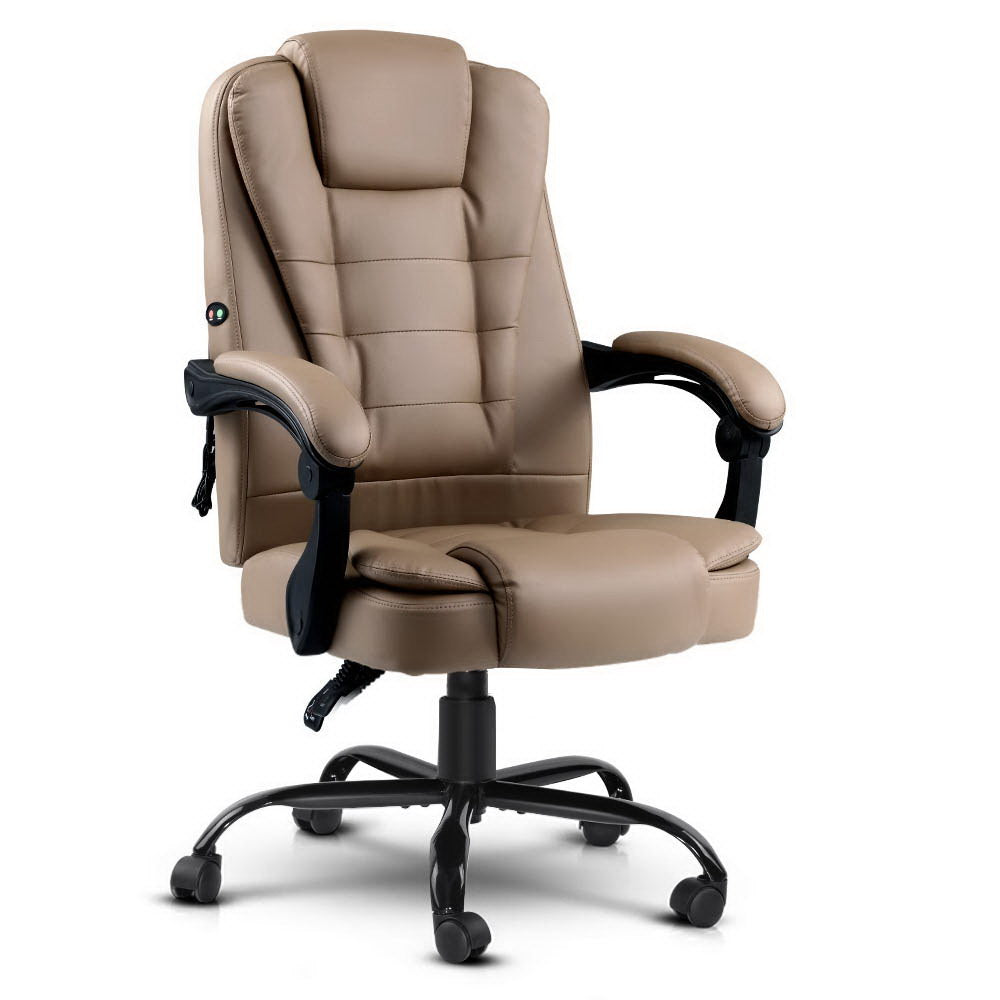 Artiss 2 Point Massage Office Chair PU Leather Espresso-ACT