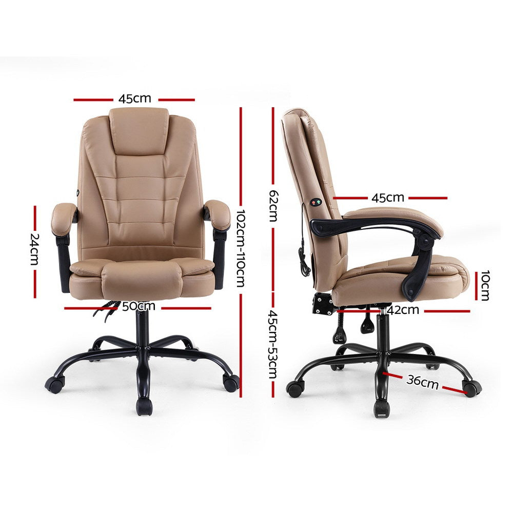 Artiss 2 Point Massage Office Chair PU Leather Espresso-NSW_Rural