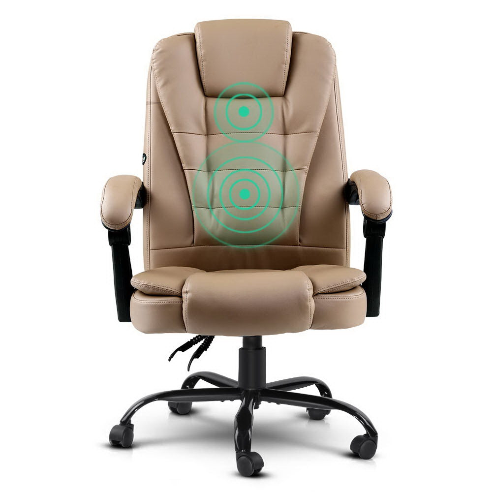 Artiss 2 Point Massage Office Chair PU Leather Espresso-ACT