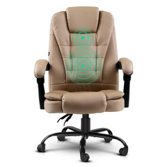 Artiss 2 Point Massage Office Chair PU Leather Espresso-WA_Rural