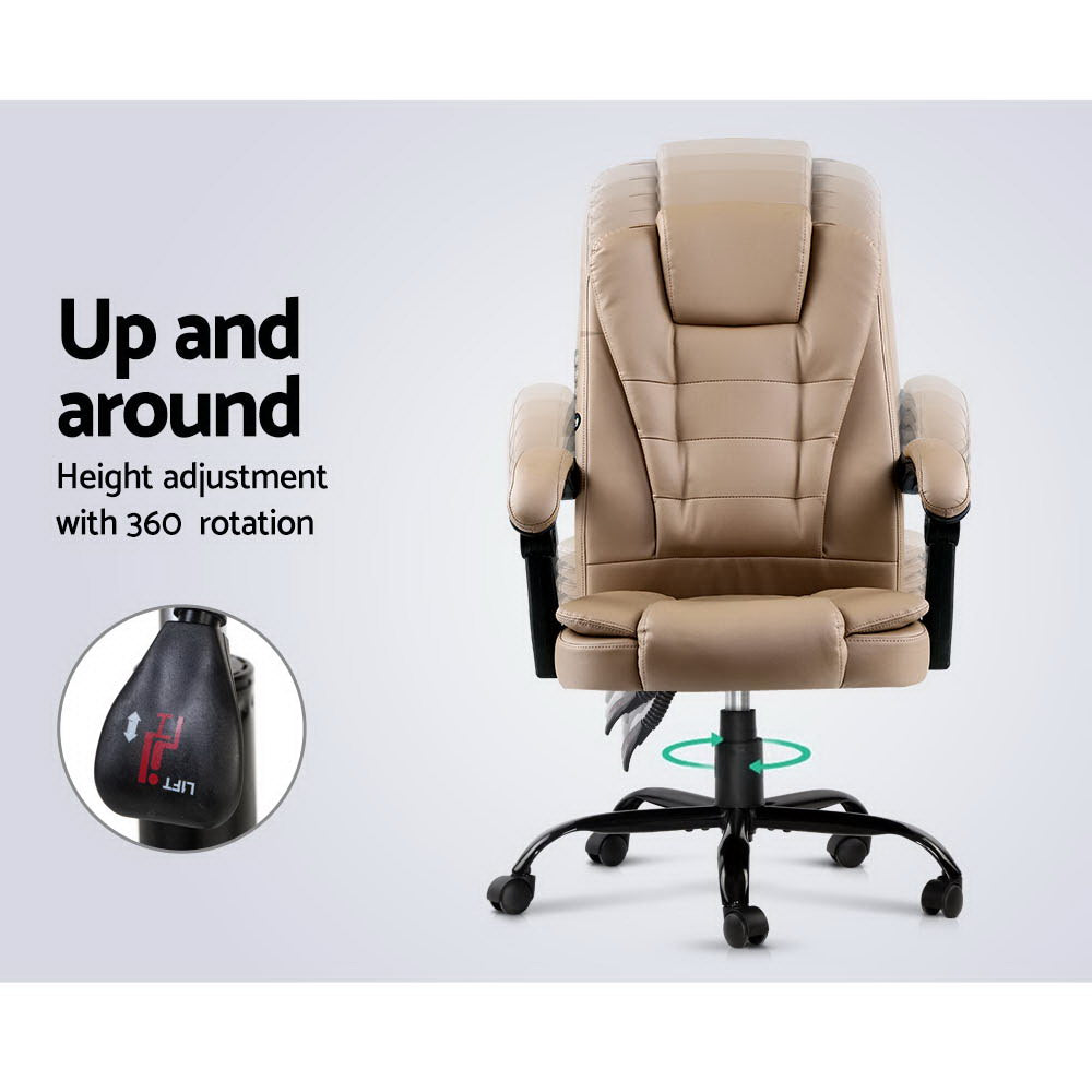 Artiss 2 Point Massage Office Chair PU Leather Espresso-ACT