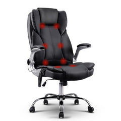 Artiss 8 Point Massage Office Chair PU Leather Black-SA_Rural