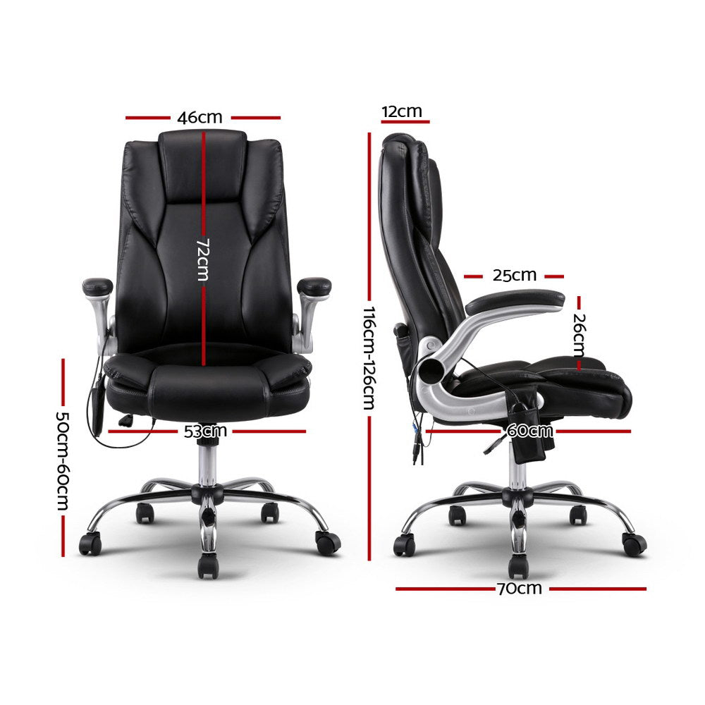 Artiss 8 Point Massage Office Chair PU Leather Black-VIC_Metro