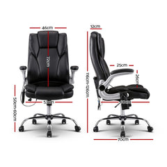 Artiss 8 Point Massage Office Chair PU Leather Black-QLD_Metro