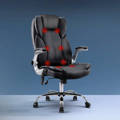 Artiss 8 Point Massage Office Chair PU Leather Black-SA_Metro