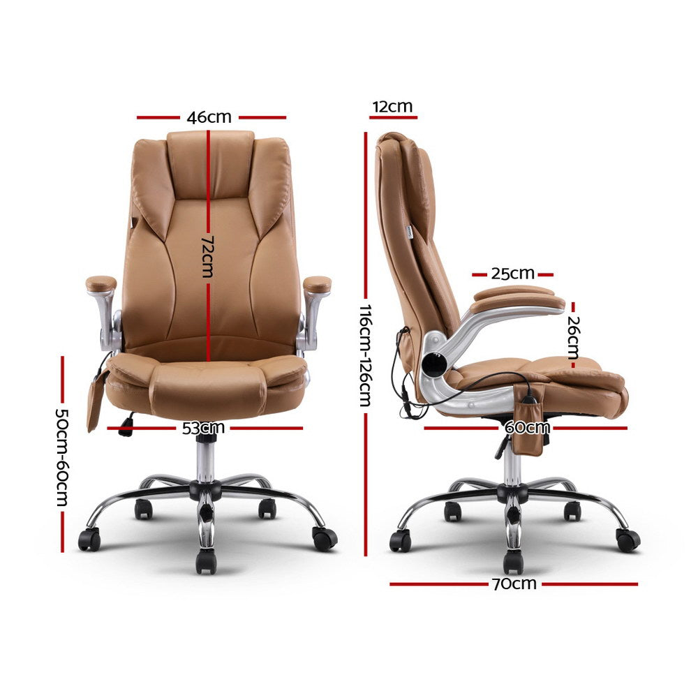 Artiss 8 Point Massage Office Chair PU Leather Espresso-ACT