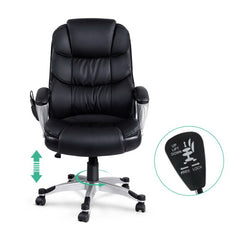 Artiss 8 Point Massage Office Chair Heated Seat PU Black-SA_Rural