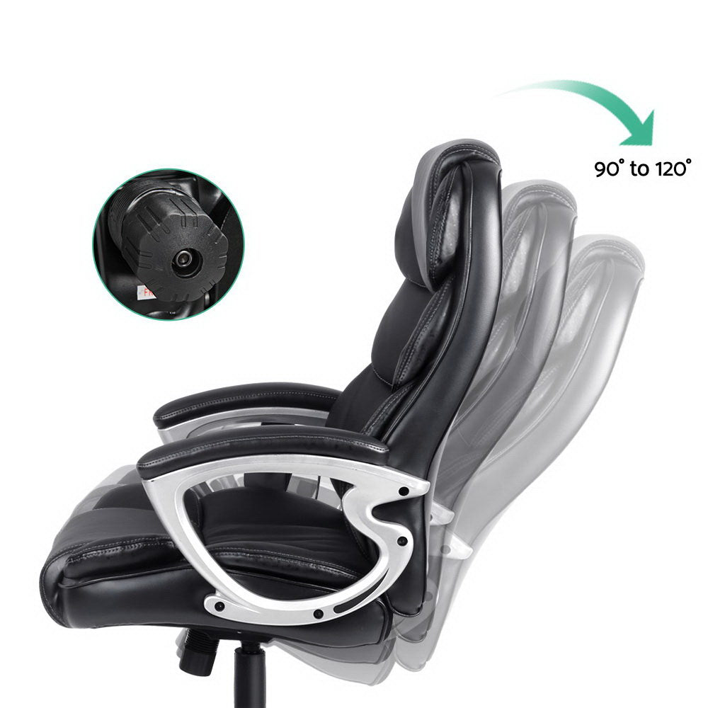 Artiss 8 Point Massage Office Chair Heated Seat PU Black-ACT