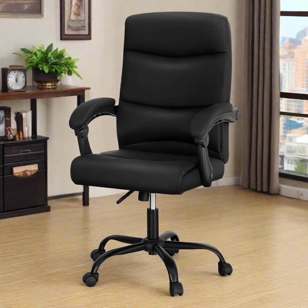 Artiss 2 Point Massage Office Chair PU Leather Black-TAS_Rural