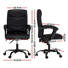 Artiss 2 Point Massage Office Chair PU Leather Black-QLD_Rural