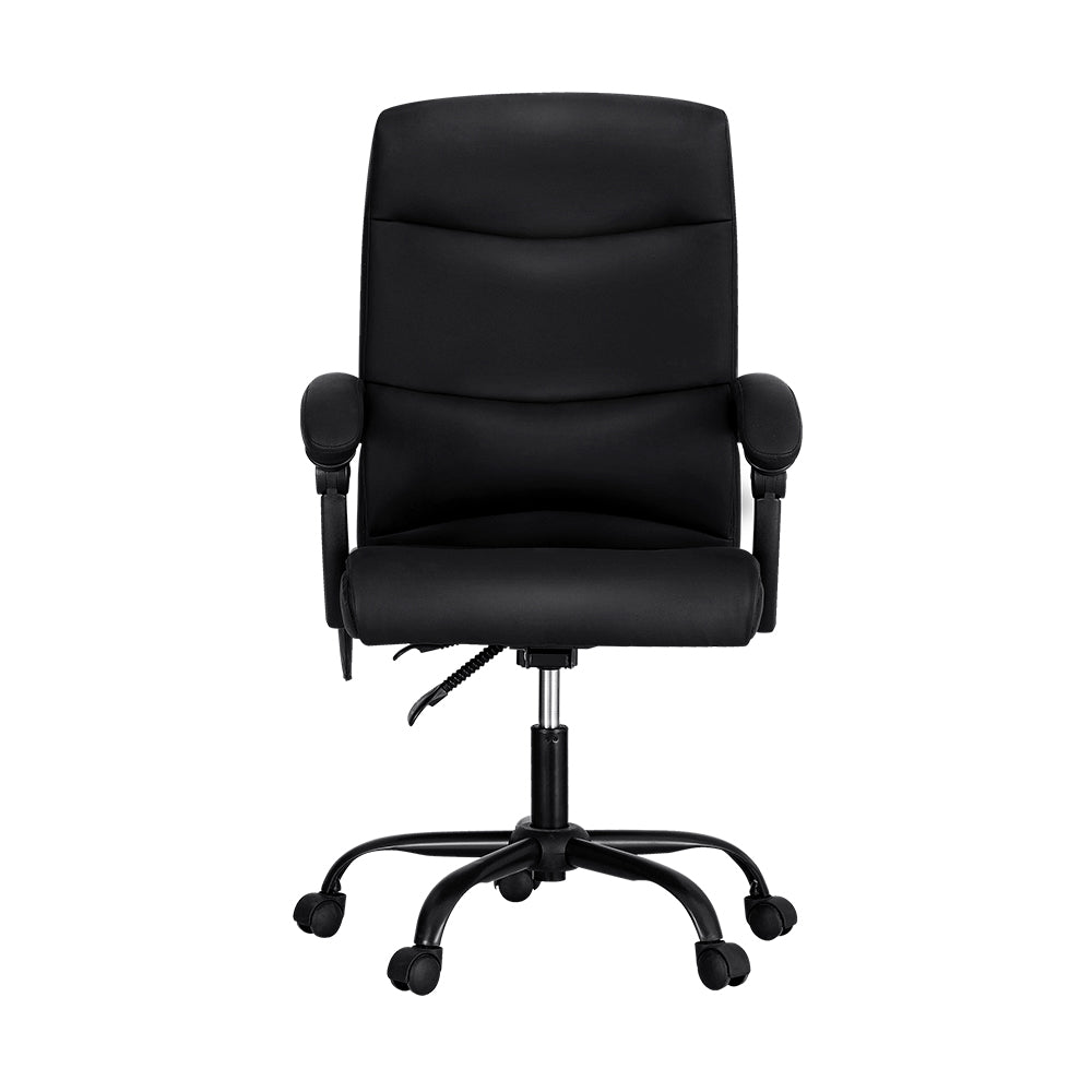 Artiss 2 Point Massage Office Chair PU Leather Black-NT_Metro