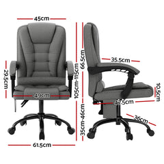 Artiss 2 Point Massage Office Chair Fabric Black-SA_Metro