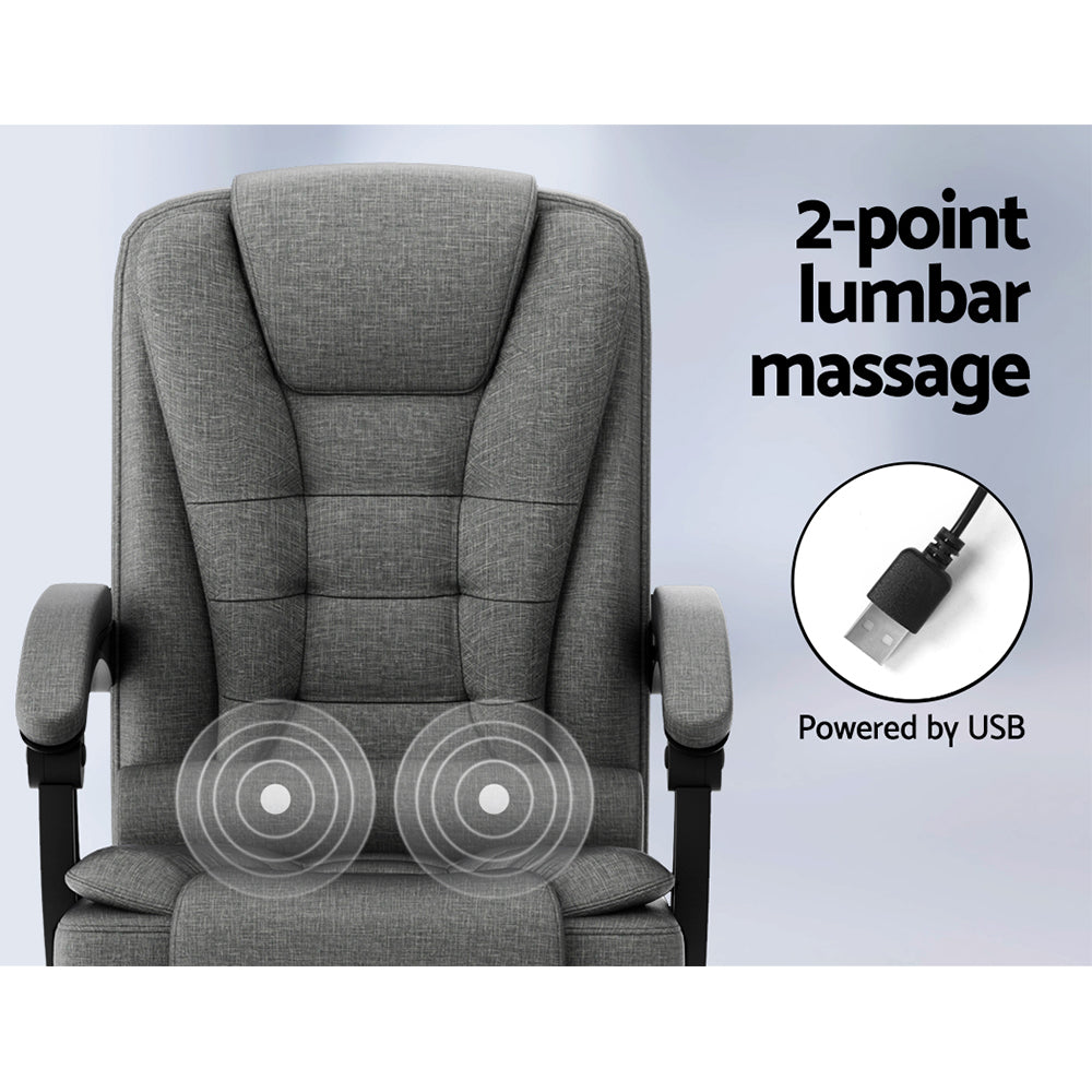 Artiss 2 Point Massage Office Chair Fabric Black-ACT