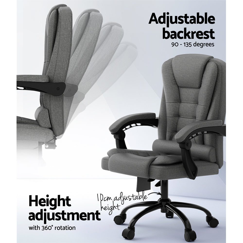 Artiss 2 Point Massage Office Chair Fabric Black-NSW_Rural