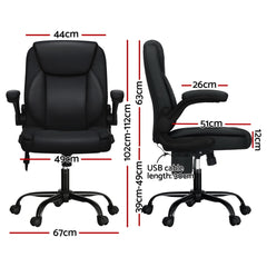 Artiss 2 Point Massage Office Chair Leather Mid Back Black-NSW_Metro