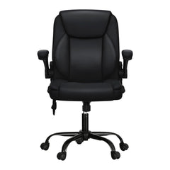 Artiss 2 Point Massage Office Chair Leather Mid Back Black-SA_Metro