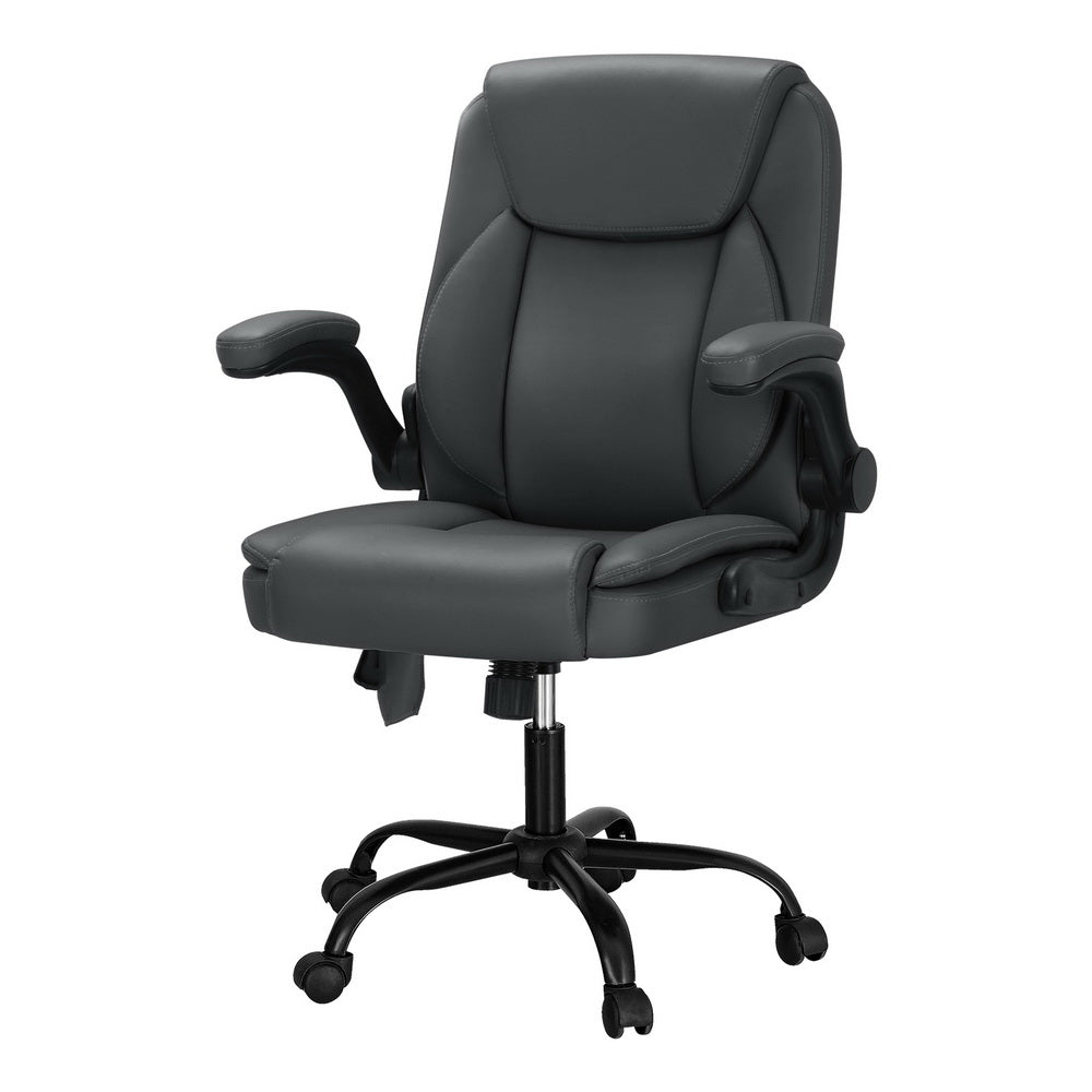 Artiss 2 Point Massage Office Chair Leather Mid Back Grey-SA_Rural