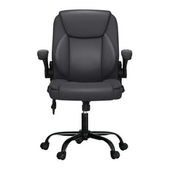 Artiss 2 Point Massage Office Chair Leather Mid Back Grey-NSW_Metro