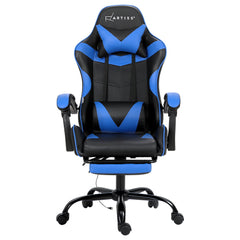 Artiss 2 Point Massage Gaming Office Chair Footrest Blue-NT_Rural