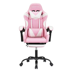 Artiss 2 Point Massage Gaming Office Chair Footrest Pink-QLD_Metro