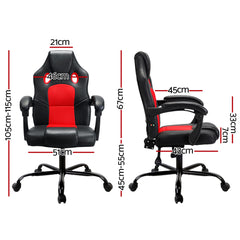 Artiss 2 Point Massage Gaming Office Chair PU Leather Red-QLD_Rural