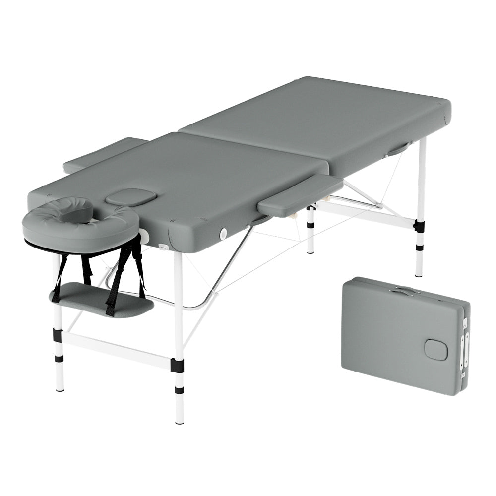 Zenses Massage Table 55cm Portable 2 Fold Aluminium Beauty Bed Grey-NSW_Metro