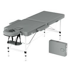 Zenses Massage Table 55cm Portable 2 Fold Aluminium Beauty Bed Grey-NT_Metro