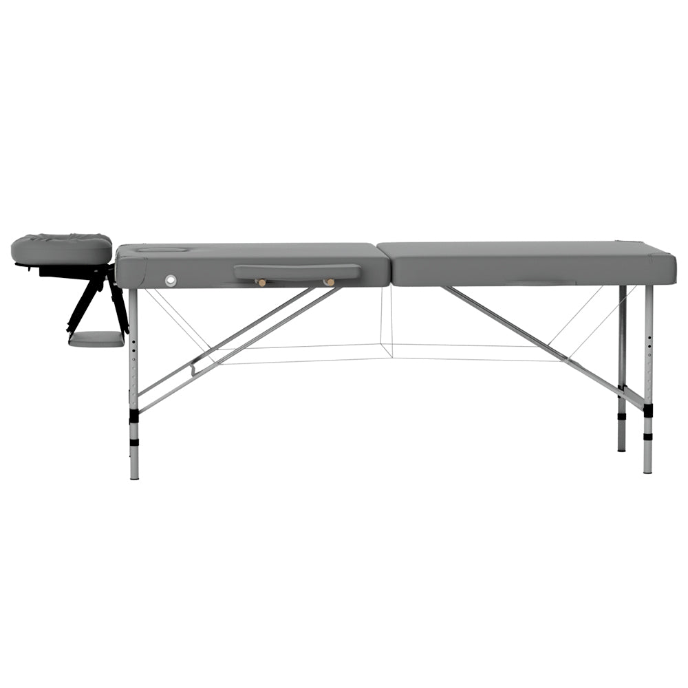 Zenses Massage Table 55cm Portable 2 Fold Aluminium Beauty Bed Grey-SA_Metro