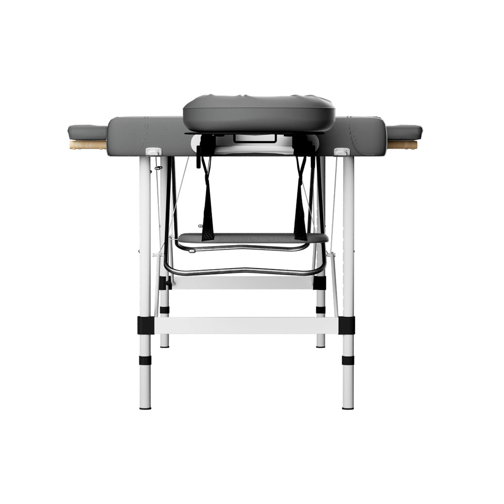 Zenses Massage Table 55cm Portable 2 Fold Aluminium Beauty Bed Grey-TAS_Metro