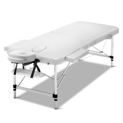 Zenses Massage Table 75cm Portable 2 Fold Aluminium Beauty Bed White-VIC_Metro