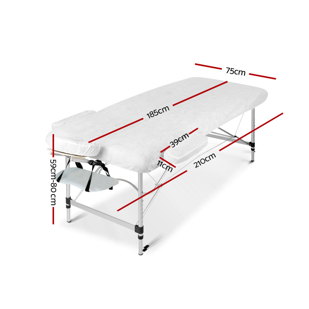 Zenses Massage Table 75cm Portable 2 Fold Aluminium Beauty Bed White-VIC_Metro