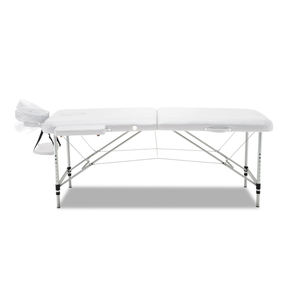 Zenses Massage Table 75cm Portable 2 Fold Aluminium Beauty Bed White-VIC_Metro