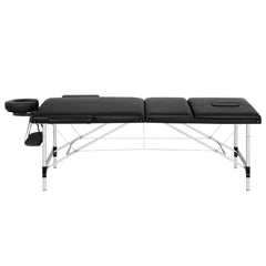 Zenses Massage Table 65cm Portable 3 Fold Aluminium Beauty Bed Black-REMOTE