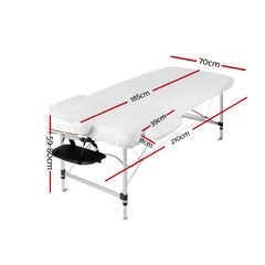 Zenses Massage Table 70cm Portable 3 Fold Aluminium Beauty Bed Black-NT_Metro