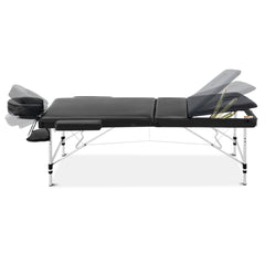 Zenses Massage Table 70cm Portable 3 Fold Aluminium Beauty Bed Black-NT_Metro