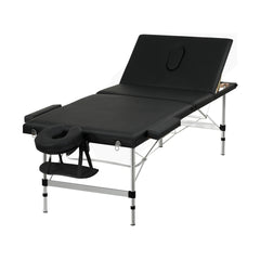Zenses Massage Table 85cm Portable 3 Fold Aluminium Beauty Bed Black-NT_Metro