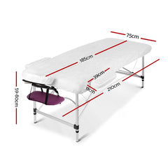 Zenses Massage Table 75cm Portable 3 Fold Aluminium Beauty Bed Violet-QLD_Rural