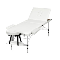Zenses Massage Table 65cm Portable 3 Fold Aluminium Beauty Bed White-WA_Rural