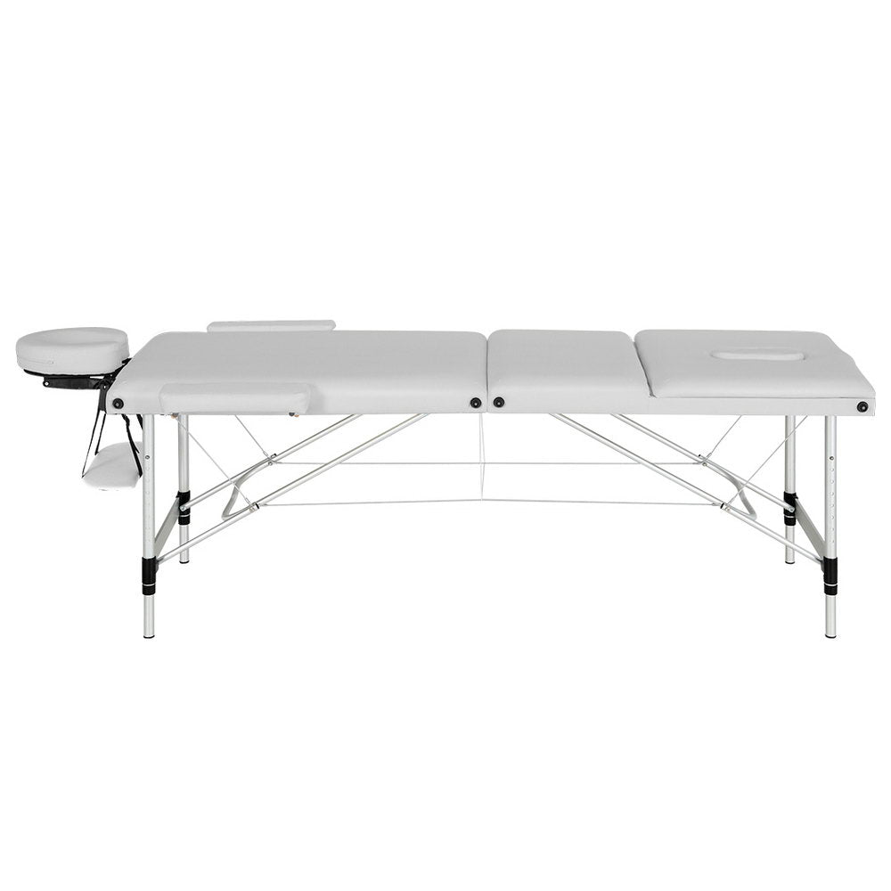 Zenses Massage Table 65cm Portable 3 Fold Aluminium Beauty Bed White-WA_Metro