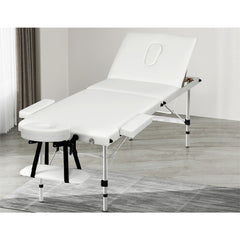Zenses Massage Table 65cm Portable 3 Fold Aluminium Beauty Bed White-QLD_Metro