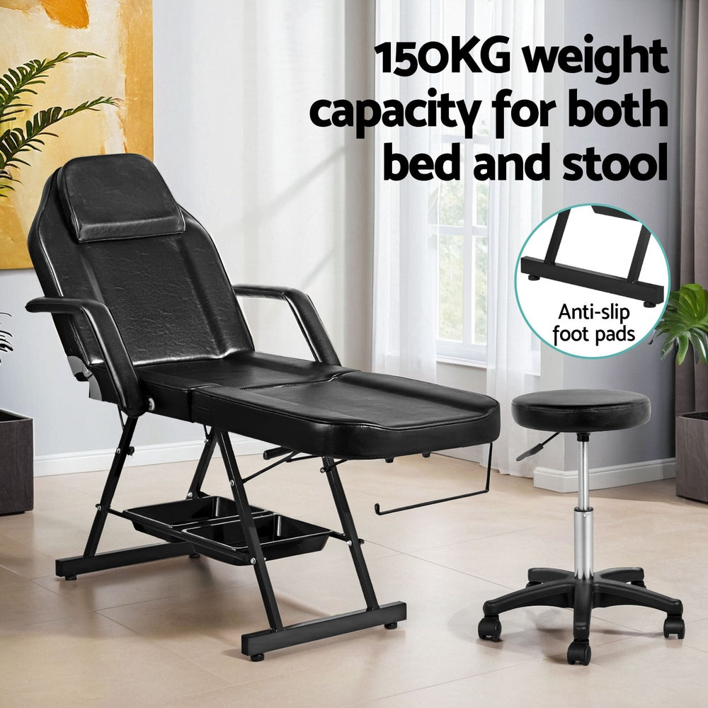 Zenses Massage Table Adjustable Salon Bed Chair 3-Fold Black-NT_Metro