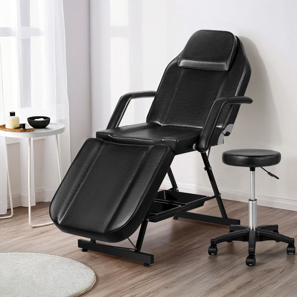 Zenses Massage Table Adjustable Salon Bed Chair 3-Fold Black-NT_Metro
